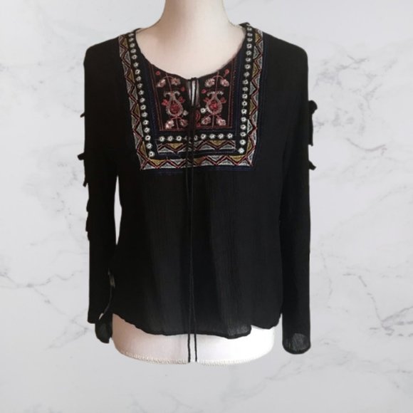 Cotton Collection Embroidered Boho Top NWT, M - Picture 8 of 8